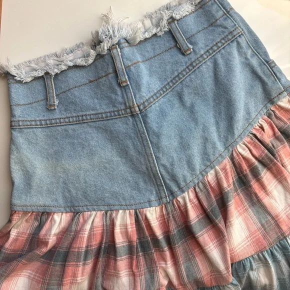 Vintage 90s California Concepts Jean Short Skirt Plaid Sz 7 Made In USA Western - Picture 12 of 13